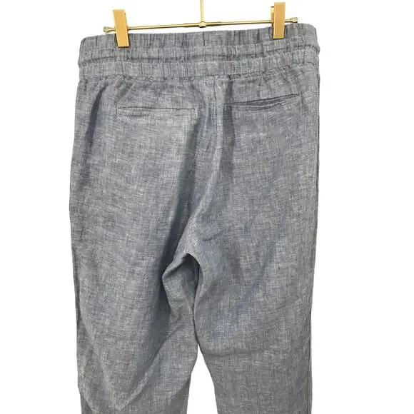 Athleta Cabo Linen Jogger Light Wash Chambray Pants Size 8 Tall - Picture 4 of 7